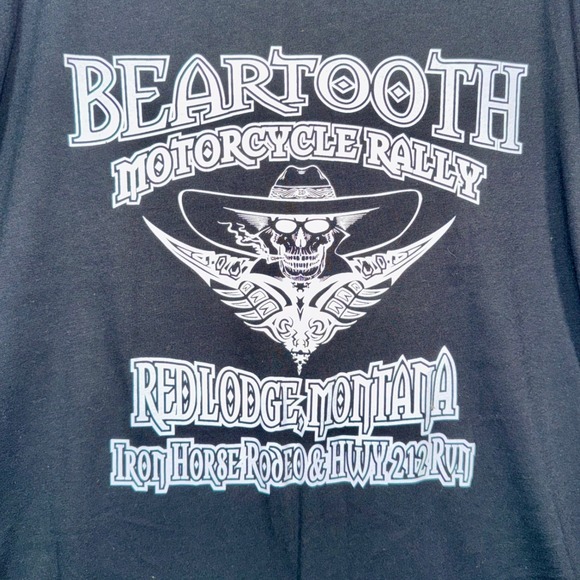 Alternative Other - Beartooth Motorcycle Rally T Shirt XL Black Red Lodge Montana‎ Skull Biker Tee